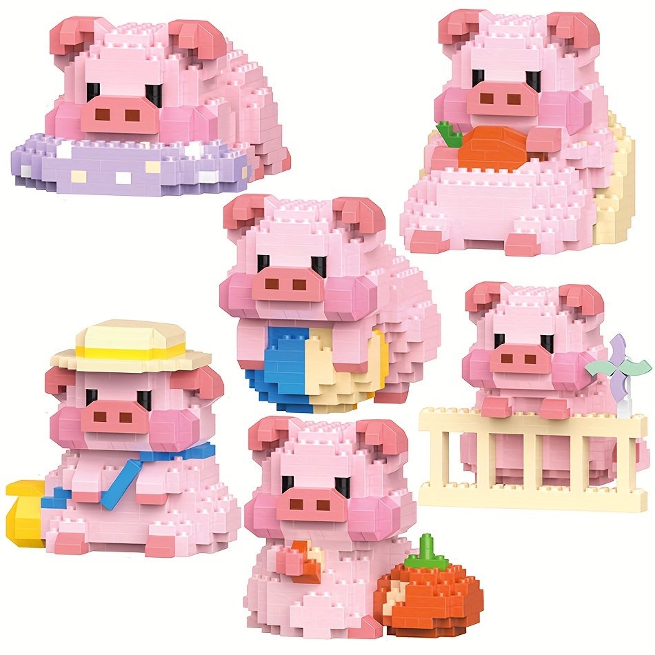 Mini Cute Pig Micro Building Blocks 3d Model Animals Bricks - Temu