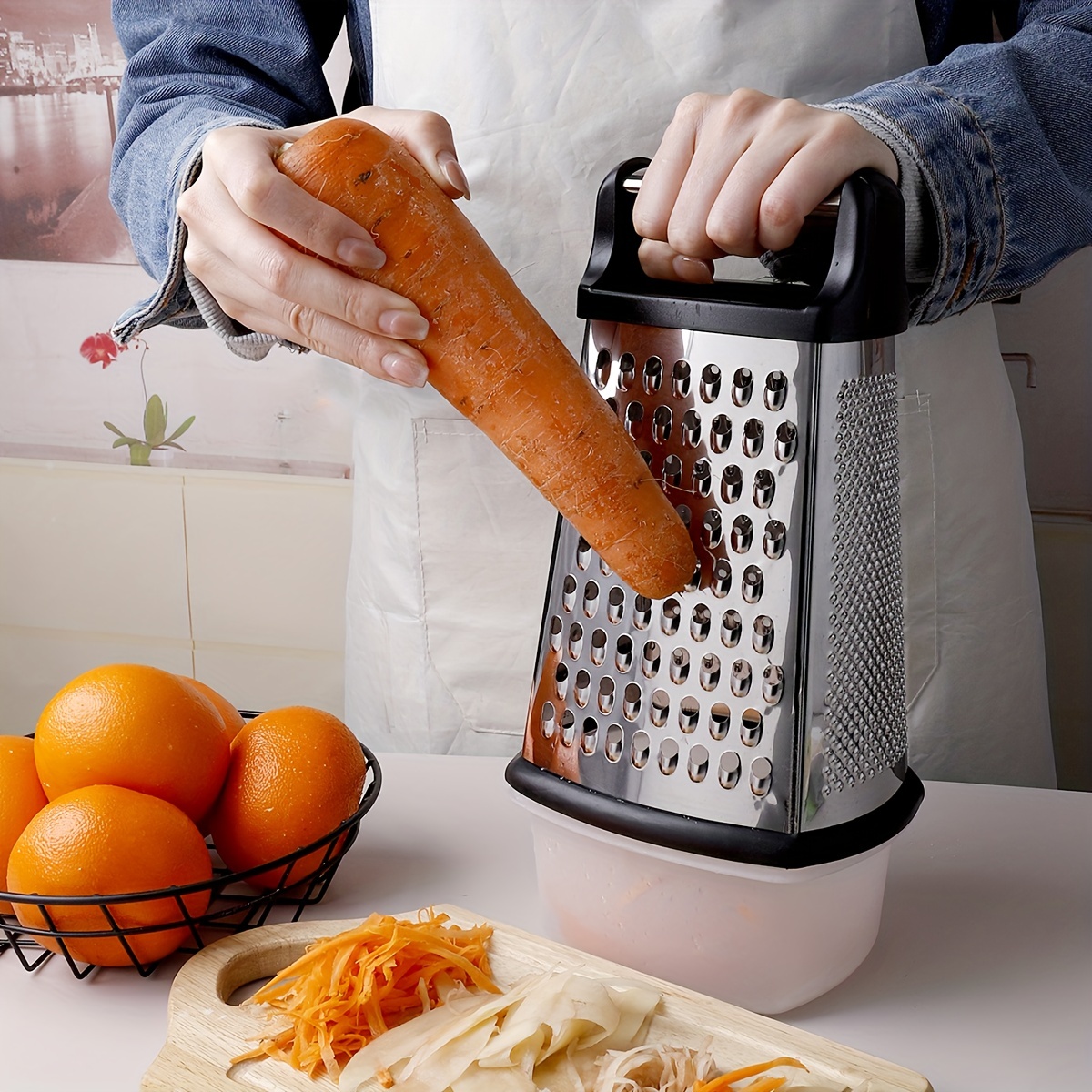 Stainless Steel Cheese Grater With Container Store Two-Sided Fruit  Vegetable Slicer Tool Manual Home Kitchen Accessories Gadget