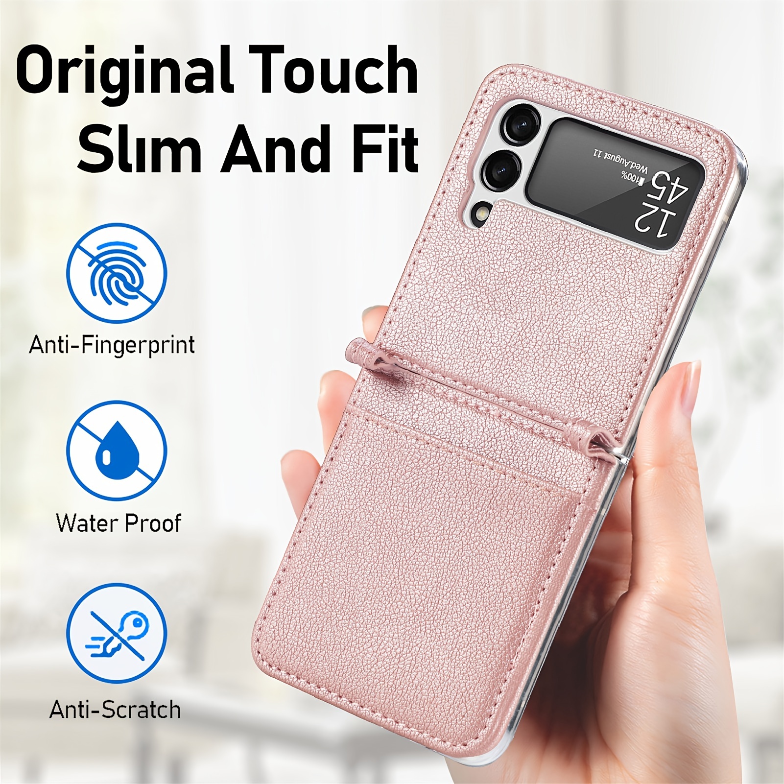 Z Flip 5 Case, Slim Leather Shockproof Phone Case For Samsung Galaxy Z Flip  5 With Wrist Strap Holder