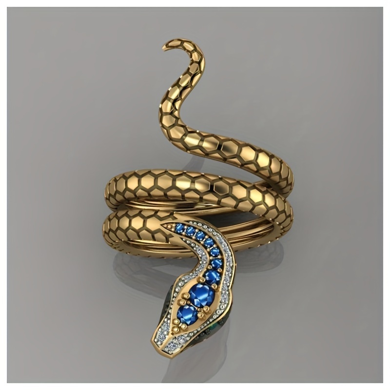 Men's Zircon Snake Ring, Punk Hip Hop Style