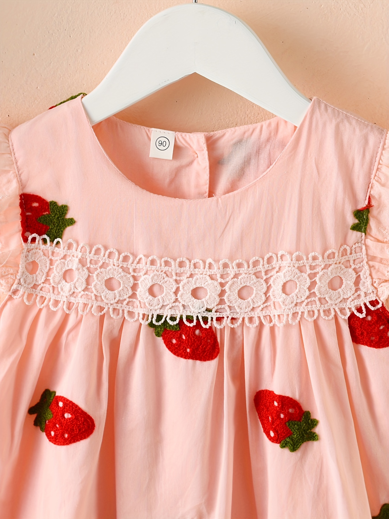 Girls Cute Strawberry Embroidery Sleeveless Dress Clothes - Temu