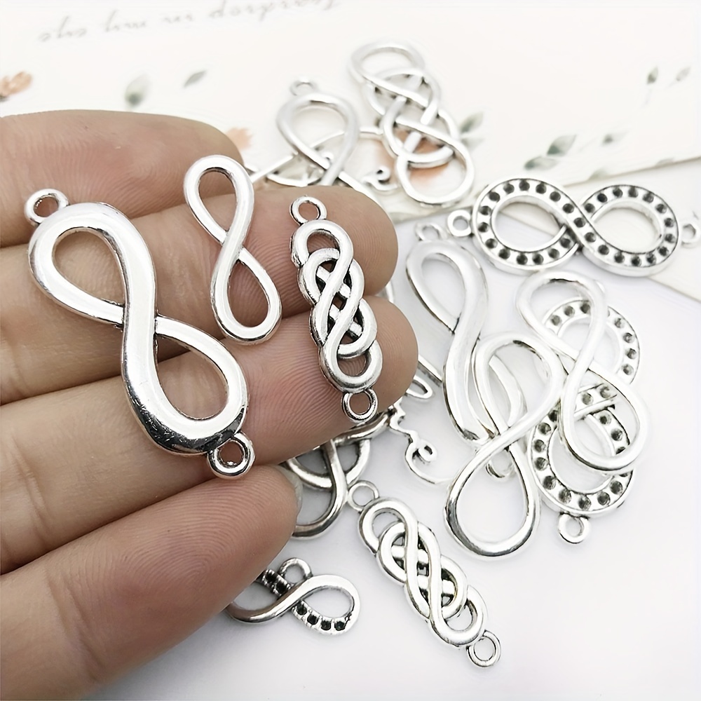 Randomly Mix 20pcs Antique Silver Infinity Symbol Charms Pendants,  Connector For Jewelry Making, Crafting Accessory For DIY Necklace Bracelet