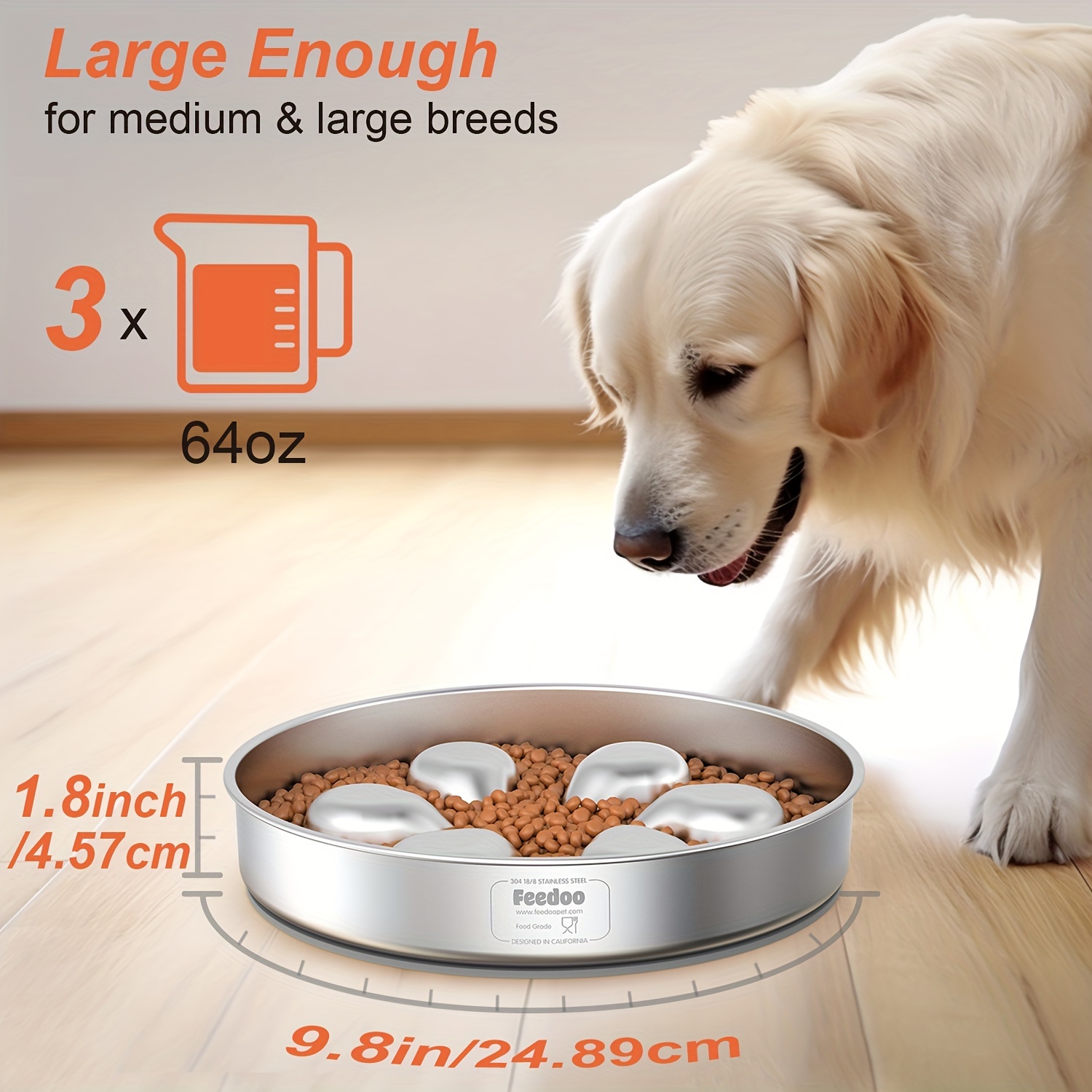 Large Non-slip Puzzle Dog Bowl - Slow Feeder For Medium & Large