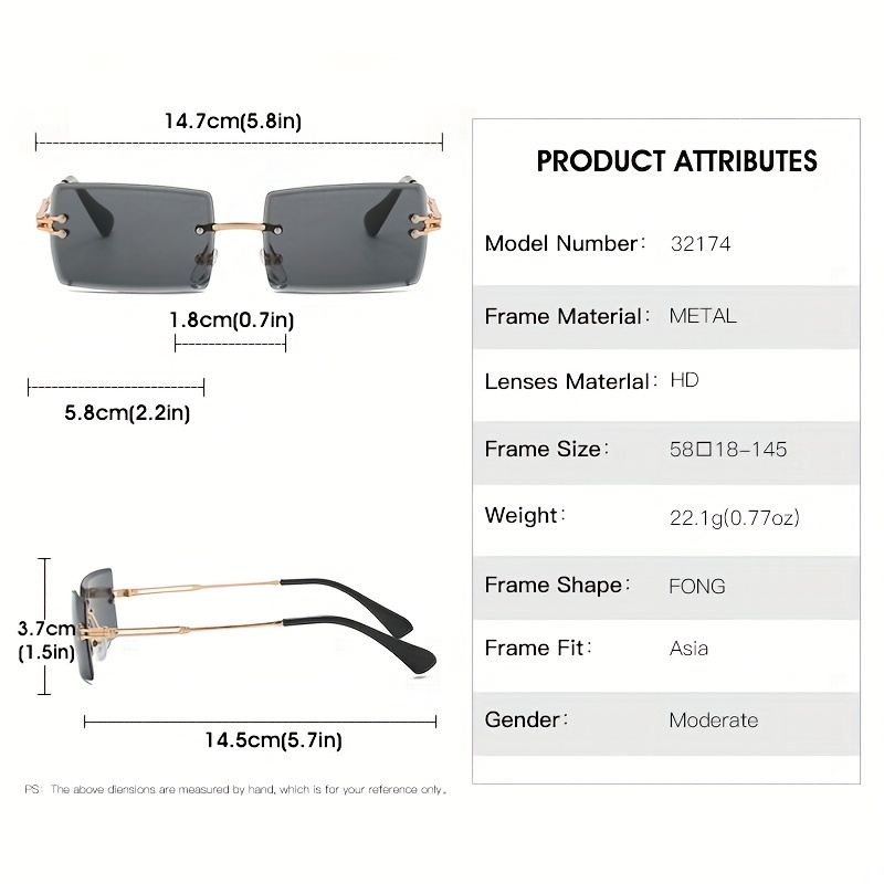 Rimless Sunglasses Gradient Glasses UV400