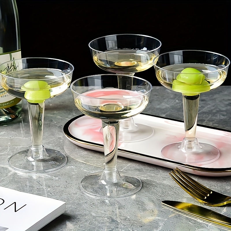 Verres Martini en plastique, verres à vin clair Tasses de fête  réutilisables Tasses à dessert pour cocktail Champagne