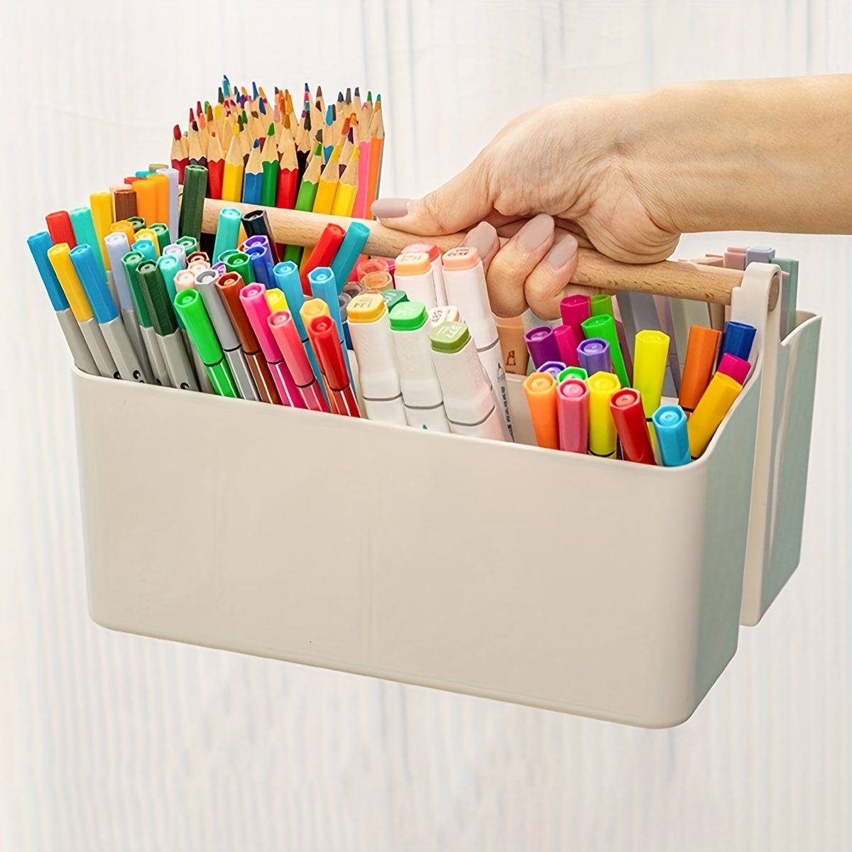 

1pc Pen Holder Students' Large Capacity Male And Female Desktop Pencil Storage Box Desk Marker Pen Brush Watercolor Pen Storage Rack