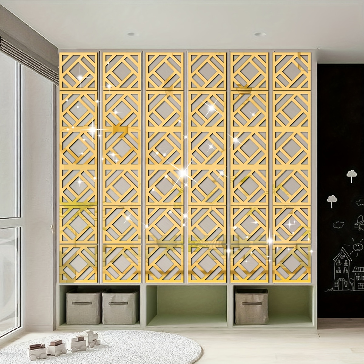KimDaro Pegatinas de pared de espejo sin espejo de cristal, espejo de  plástico, 3D, hexagonal, acrílico, decoración de pared, azulejos  autoadhesivos