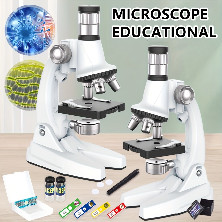 Jouet de microscope 100x, 400x et 1200x Loupe Science Kit de