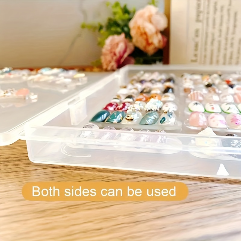 1 pc Large Press On Nail Organizer Press On Nails Display Storage Box with  60 pcs tape (Not Included Press On Nail)