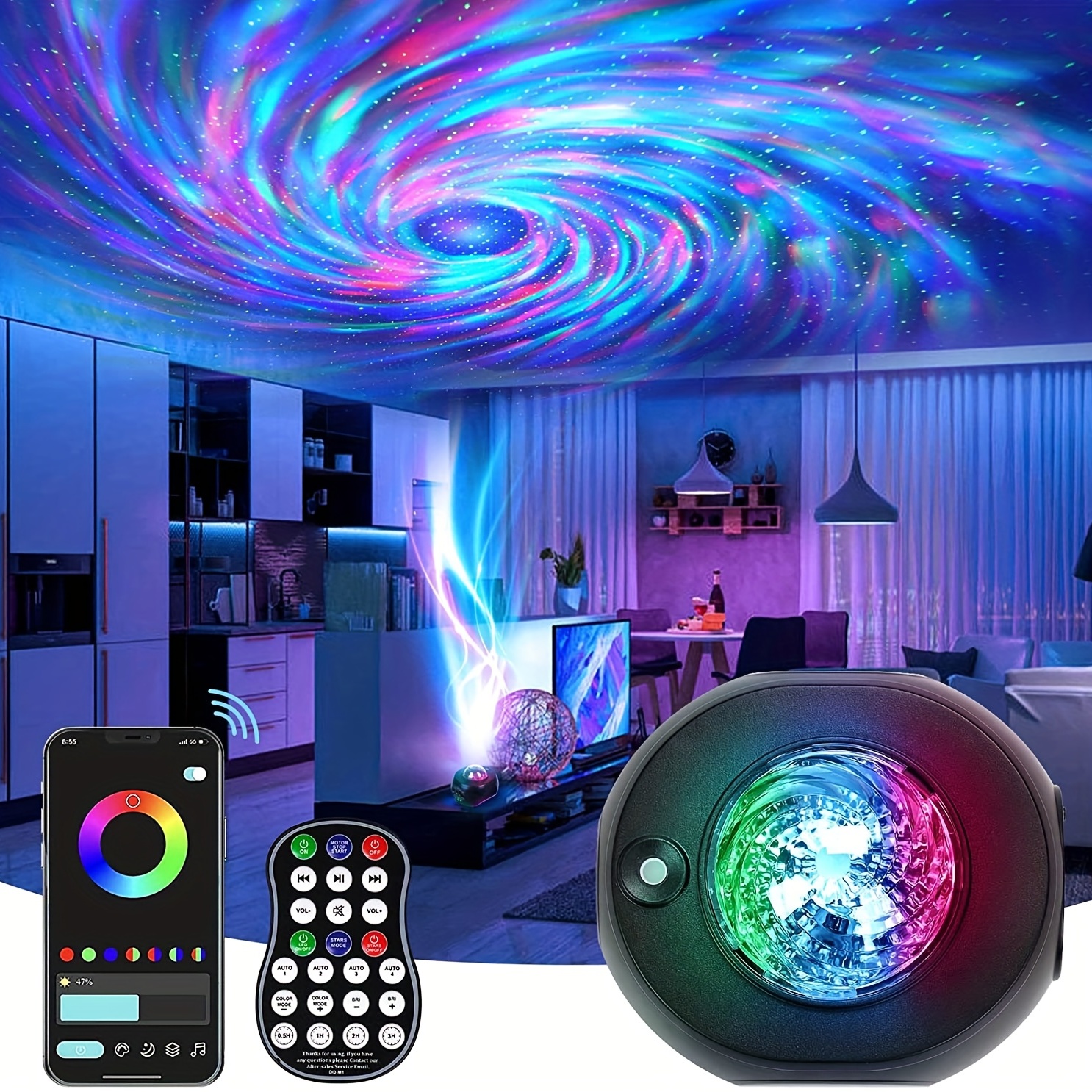 Projecteur Galaxy, Skylight Ocean Wave Galaxy Light Pour Adultes Chambre  d'enfants, Projecteur Étoile Lumière De Nuit Avec Bruit Blanc, Minuterie,  Haut-Parleur Bluetooth, Coo