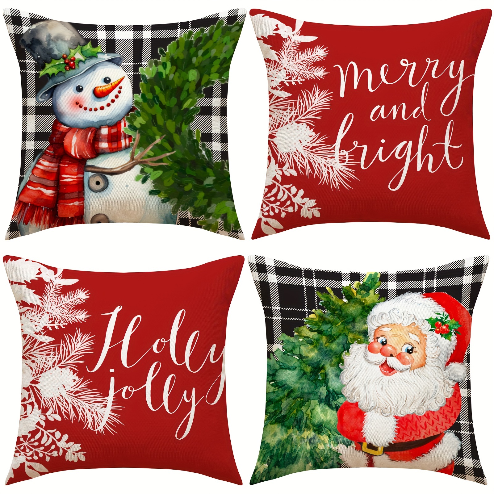 Christmas Snowman Letter Throw Pillow Cover Home Sofa Cushion