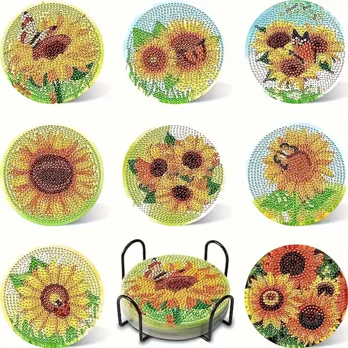 Sunflower Diamond Painting Coasters, 5d Diamond Art Kits For Adults Kids,  Flowers Diamond Painting Coasters With Holder For Spring Summer House Decor  - Temu Australia