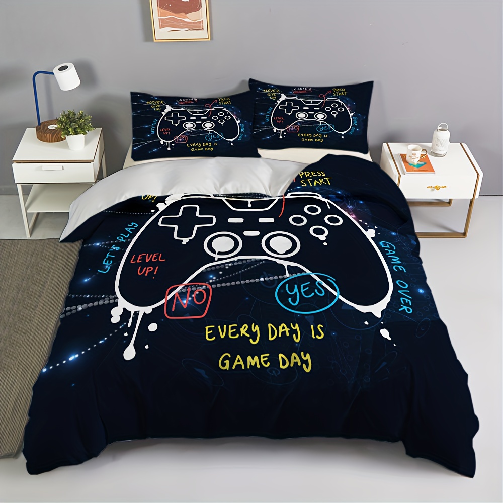  Comforter Set Queen Size, Game Gamer Vintage Gaming Bedding Set  for Kids and Adults Bedroom Decor, Kids Video Controller Comforter Set and  2 Pillow Cases : Home & Kitchen