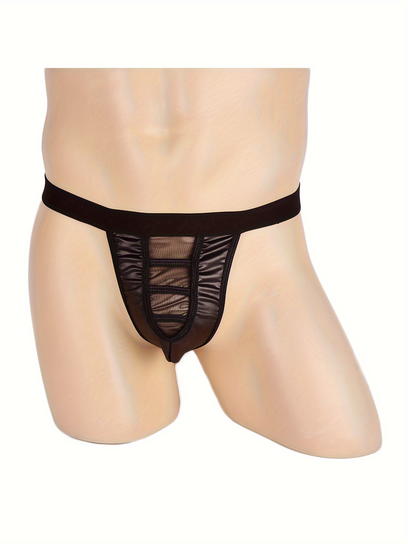 Men's Sexy Mesh Sheer Thongs Patent Leather Mesh Transparent - Temu
