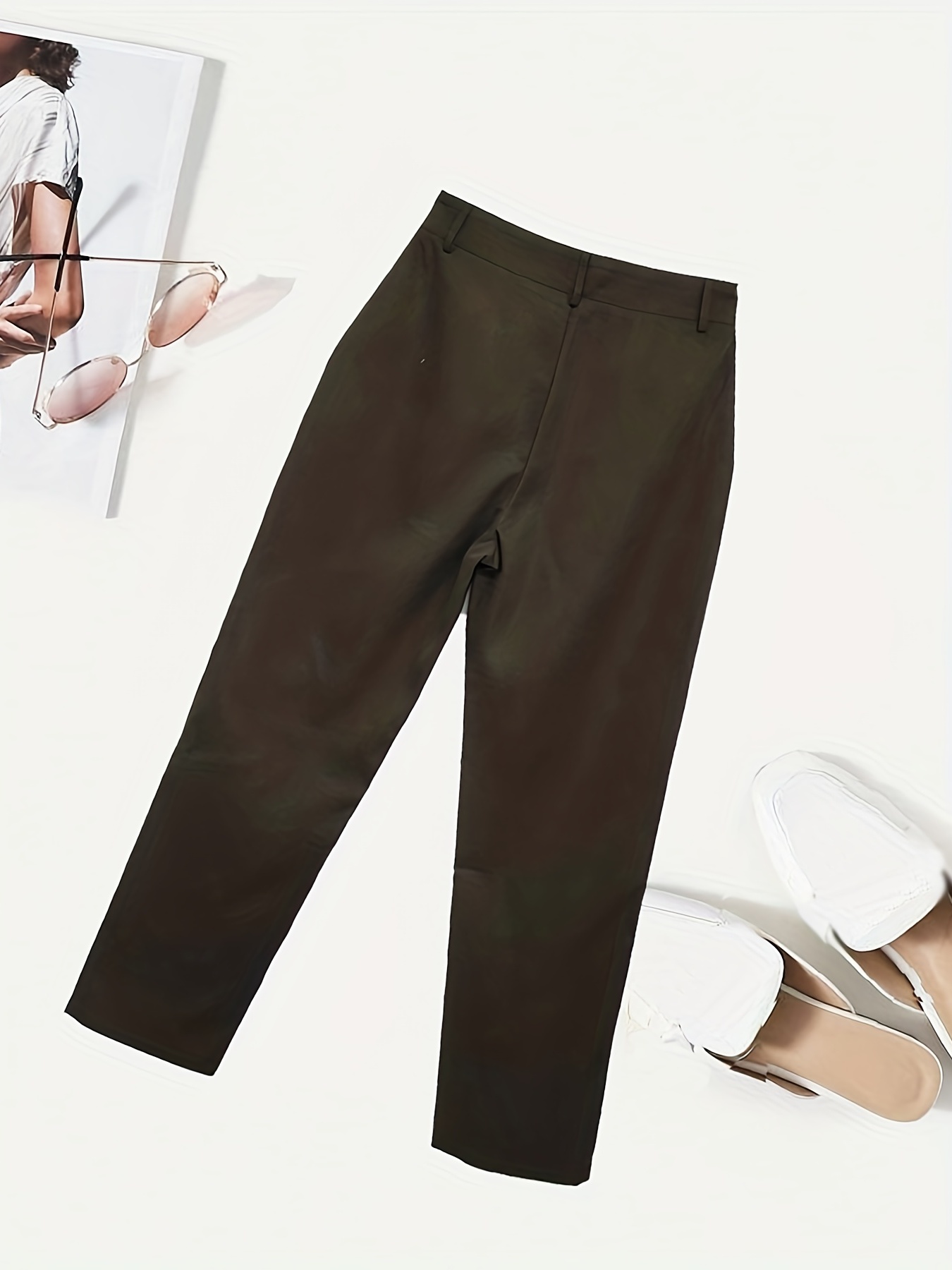 Buy Solid Belted Formal Pants with Pockets