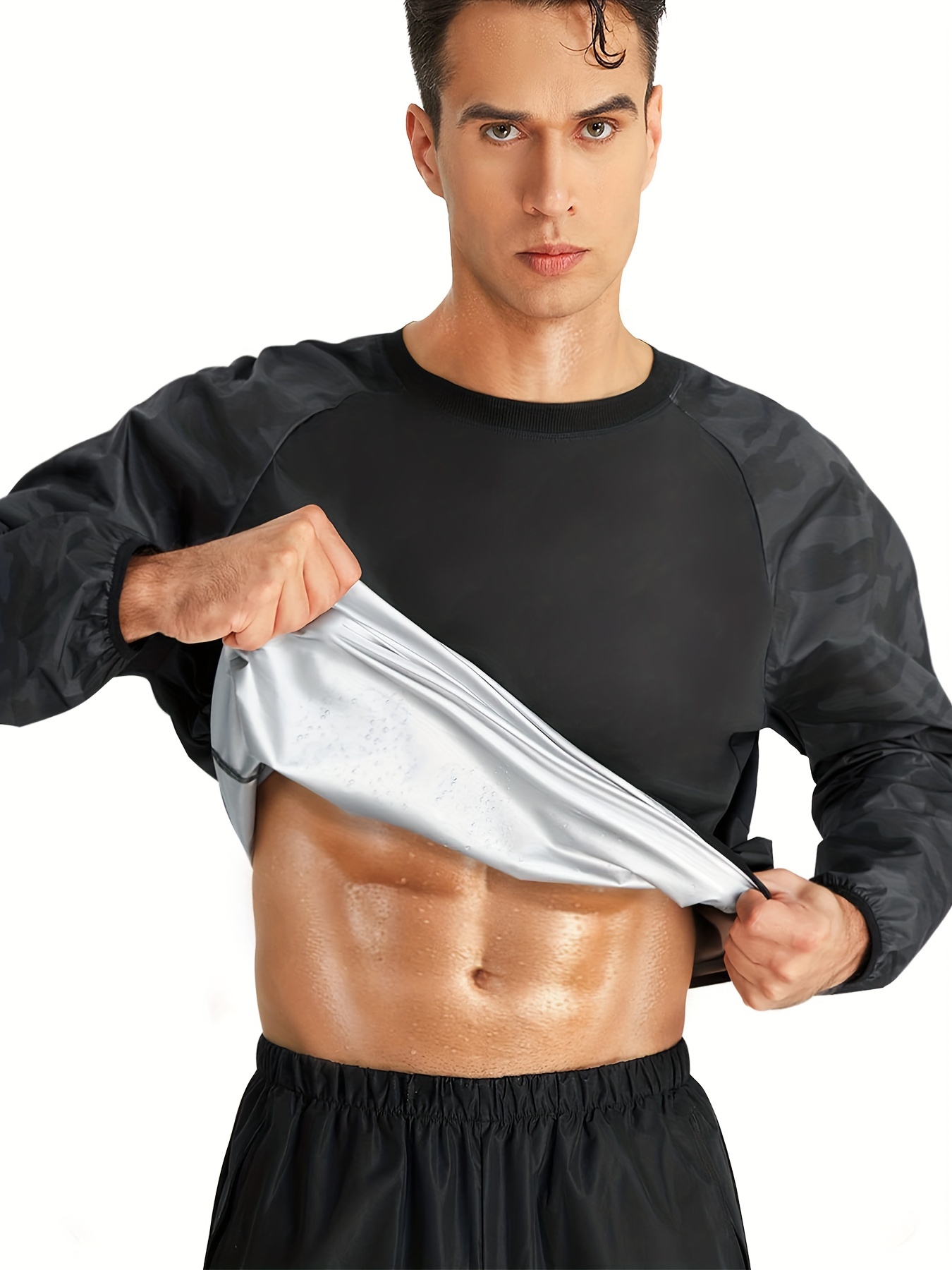Men's Heat Trapping Sauna Undershirt Compression Sweat Shirt - Temu