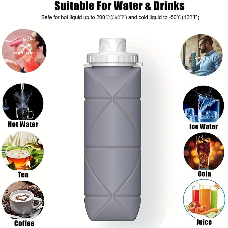 1Pc Collapsible Water Bottles Leakproof Valve Reusable Silicone