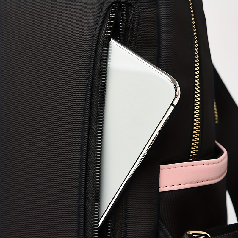 Colorblock Zipper Backpack School Bag Lightweight Travel Daypack