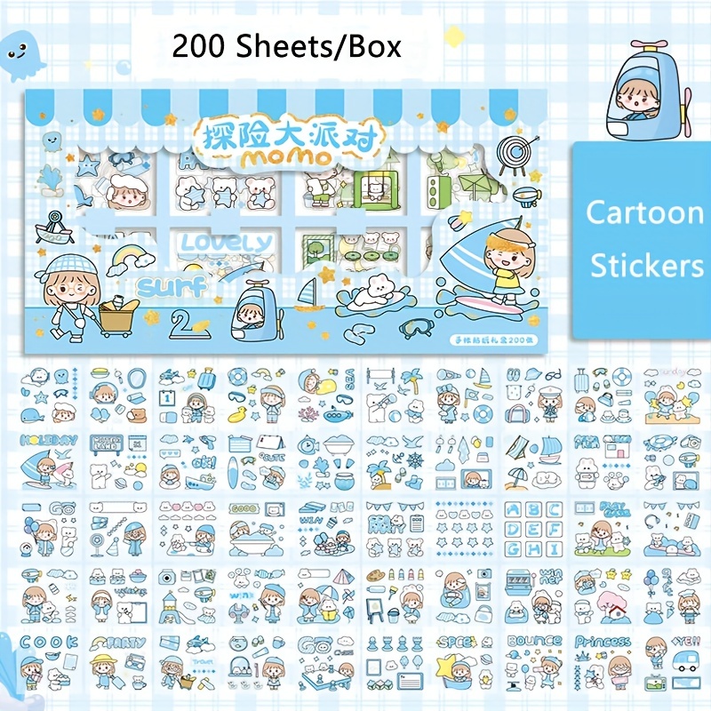 Cartoon Girl Scrapbook Stickers Pack -100 Sheets PET Cute Sticker for  Journals Scrapbook Laptop DIY