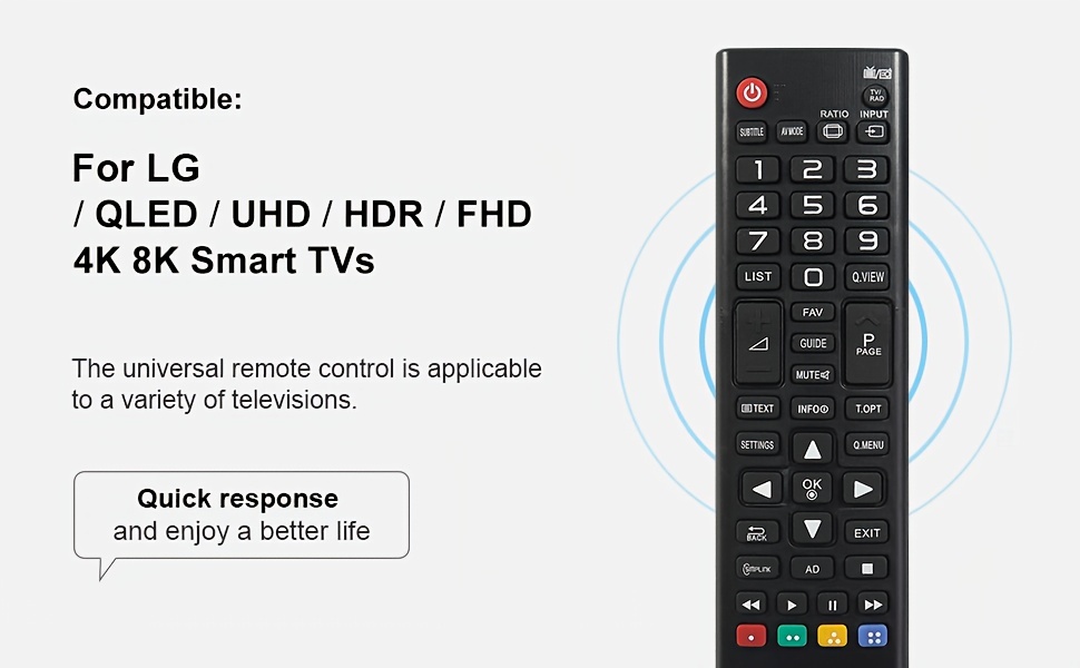 Télécommande universelle pour télécommande LG TV (tous les modèles)  compatible avec tous les LG Smart TV LCD LED 3D AKB75375604 AKB75095307