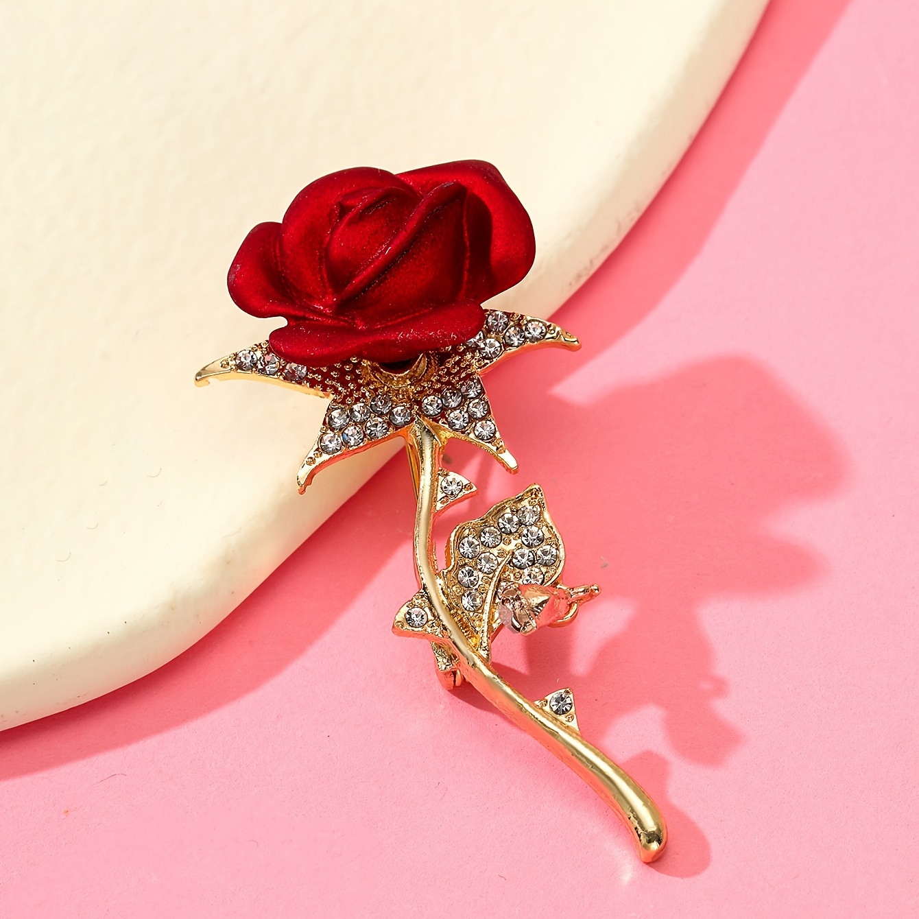 Temu 1pc Crystal Flower Brooch Pin for Men Women, Vintage Elegant Rhinestone Rose Brooch, Accessories Jewelry, Jewels Gift for Men's Suit Clothing, 3.