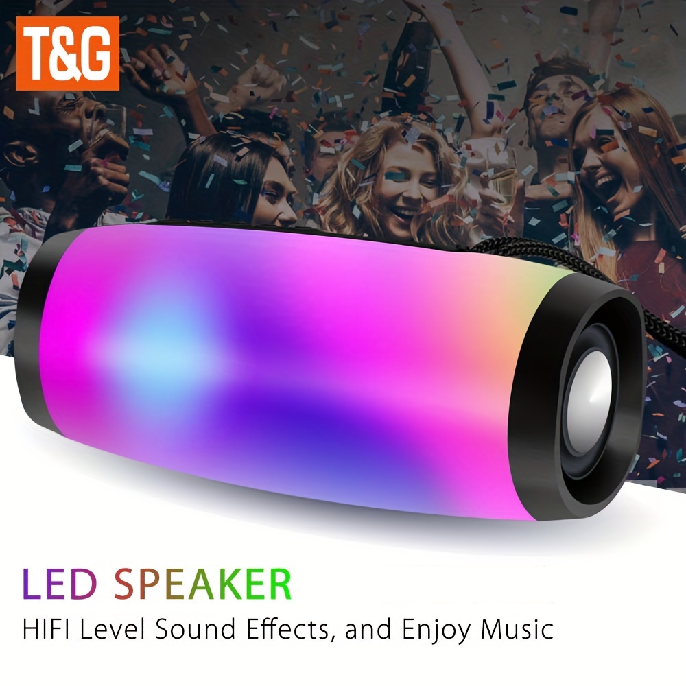 wireless speaker waterproof speaker with colorful led light portable outdoor 3d stereo bass luminous speaker