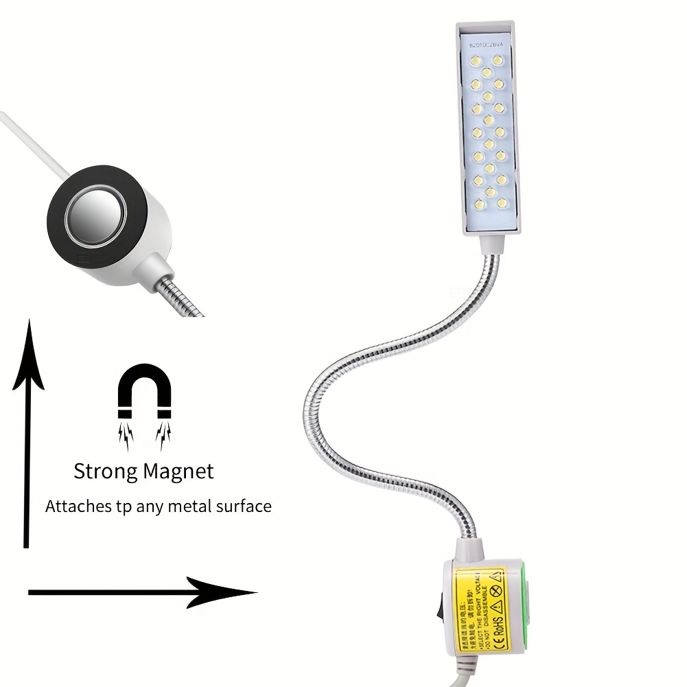 Amazing Power Sewing Machine Light LED Flexible Gooseneck Work Lamp with Magnetic Mount Base for Workbench Lathe Drill Press