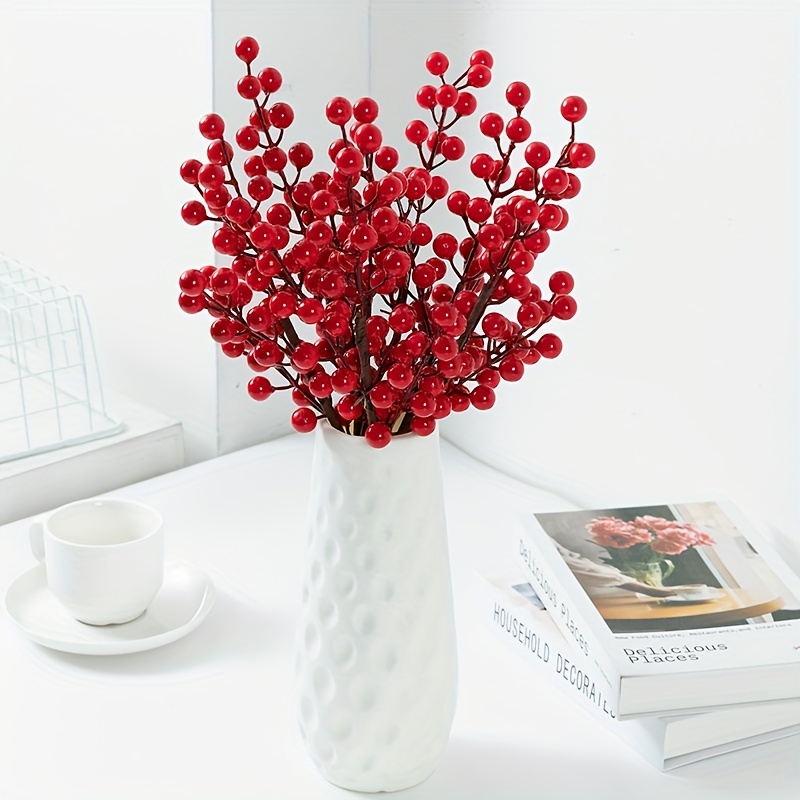 6pcs Artificial Red Berry Stems, Fake Red Berries Christmas Tree Wreaths  Sprigs Crafts Decor, Winter Berry Floral Picks Home Holiday Wedding Party  DIY