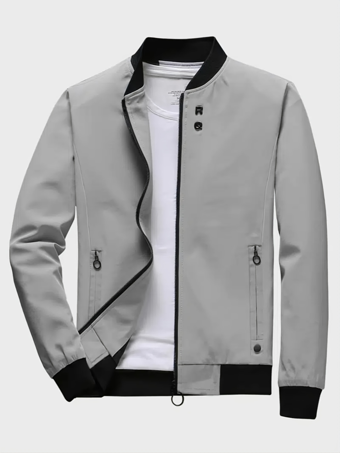 Mens Black and Grey Varsity Jacket For Mens