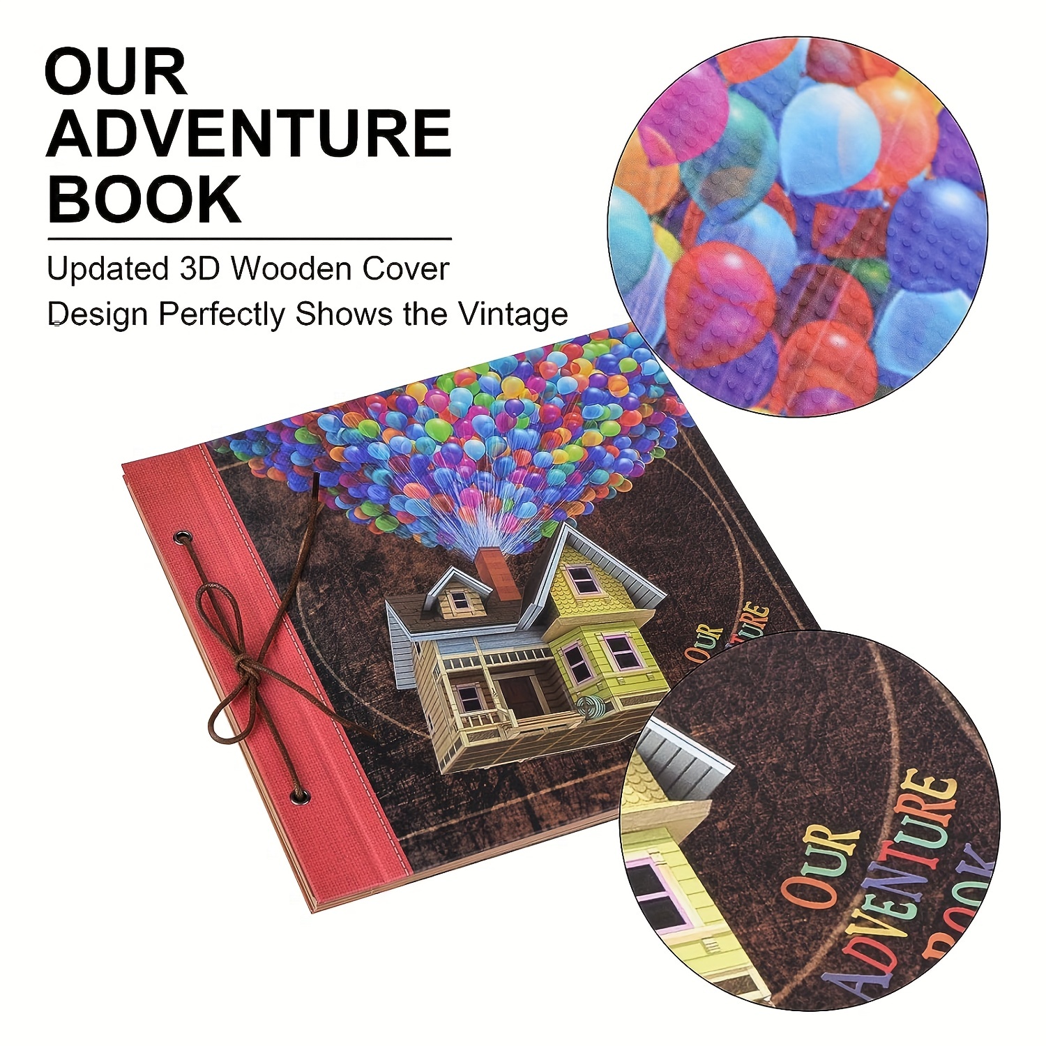 Our Adventure Book Scrapbook with 180 Pages Embossed Words Hard