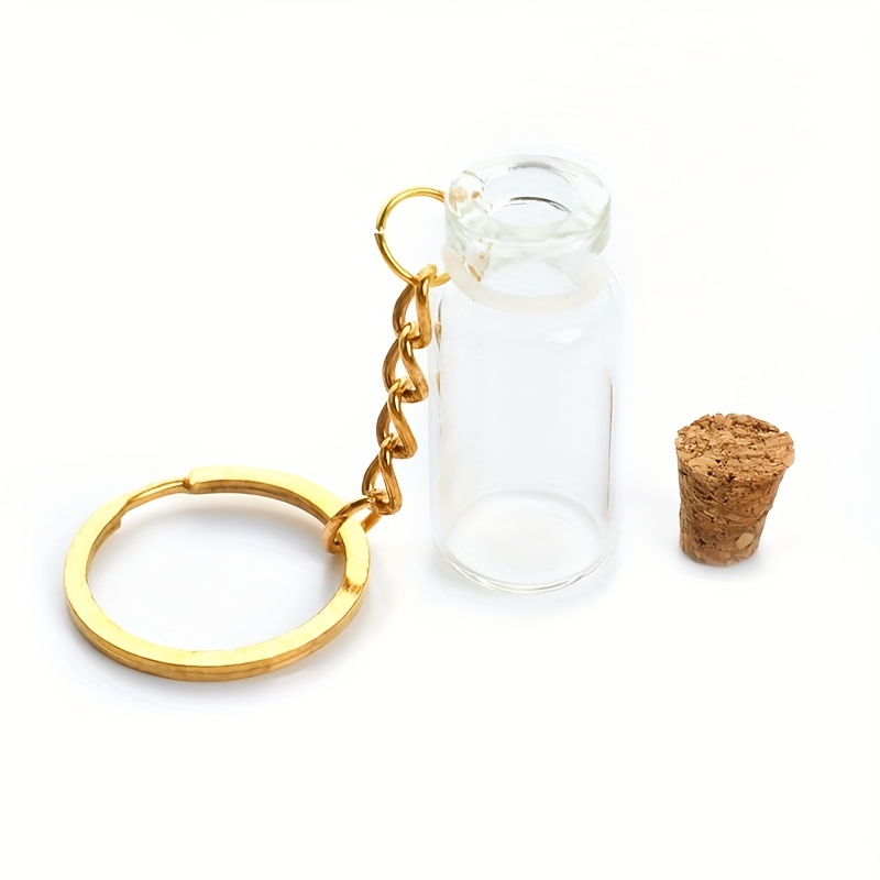 5pcs Mini Glass Bottle Vial Tube Potion Perfume Cork Jars Wish Pendant Charm