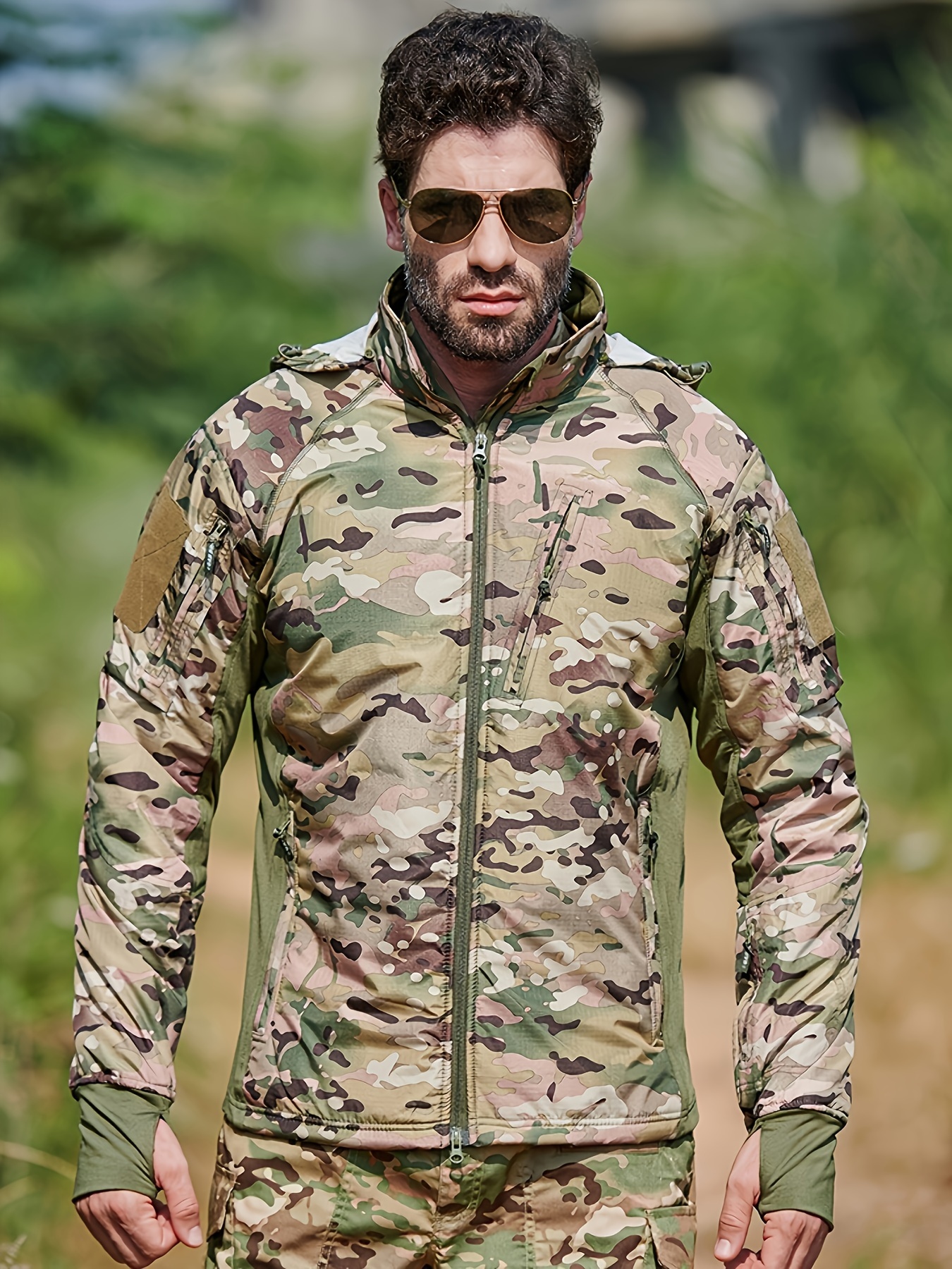 AYXQYZJP Veste tactique militaire pour homme - Veste de randonnée à capuche  - Pour l'extérieur, la chasse, l'armée, kaki, L : : Mode