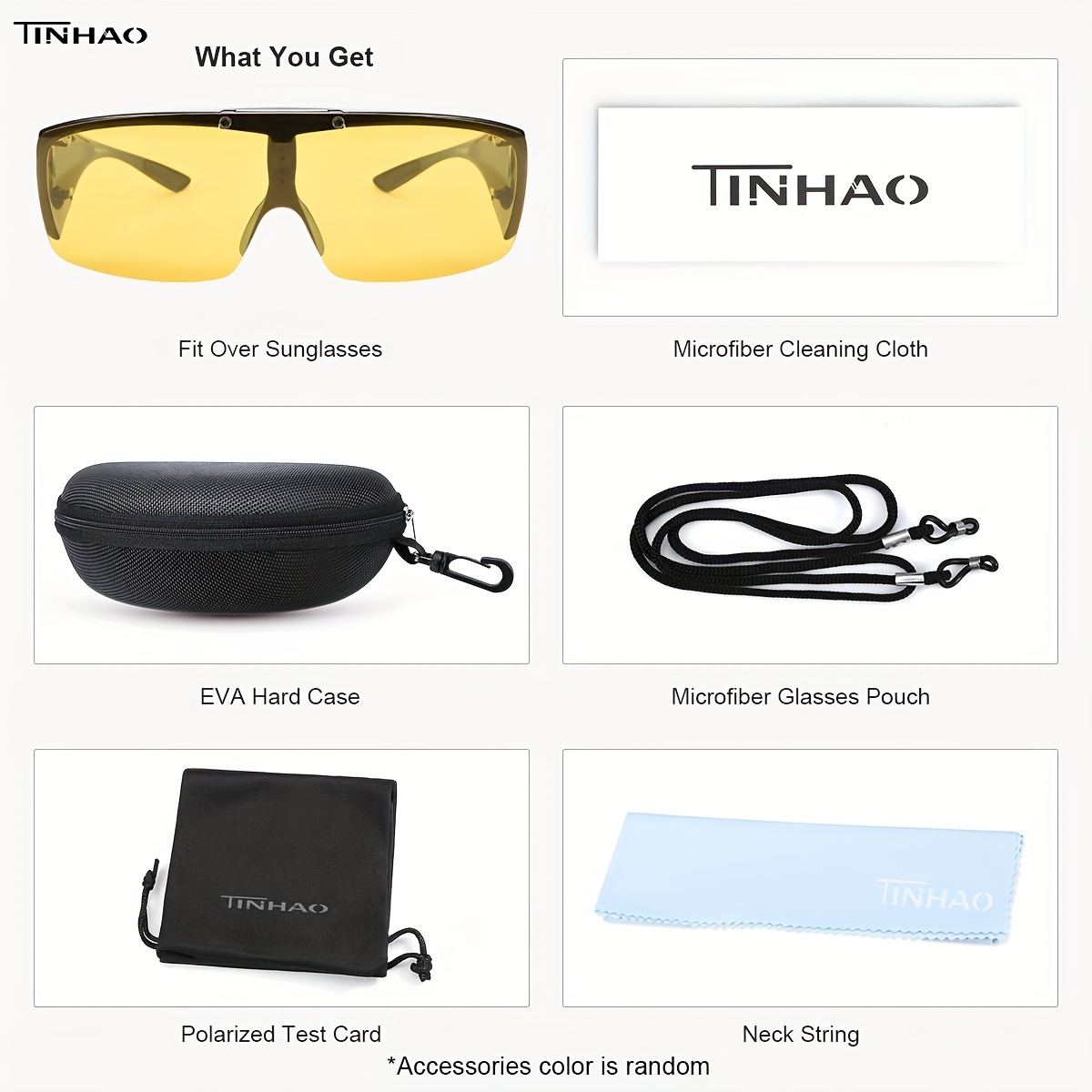 TINHAO Headlight Night Vision Driving Fit Over Sunglasses with Flip Up Lens