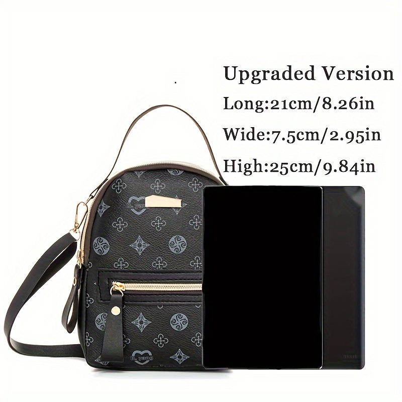 Black synthetic leather with Grey LV monogram print