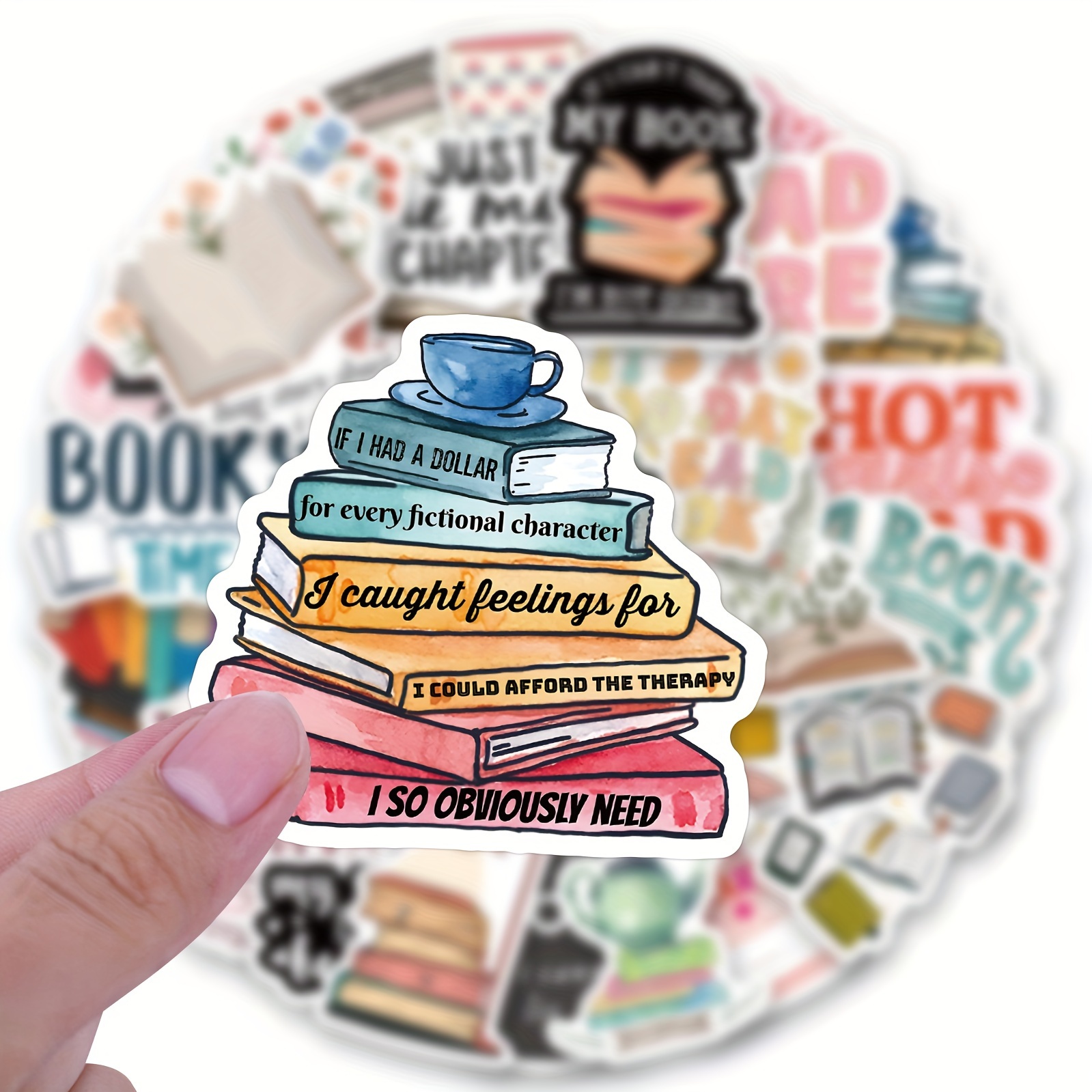 51pcs Bookish Stickers,Book Stickers For Kindle,Laptop Computer Phone Water  Bottle Waterproof Stickers Book Lover Gift