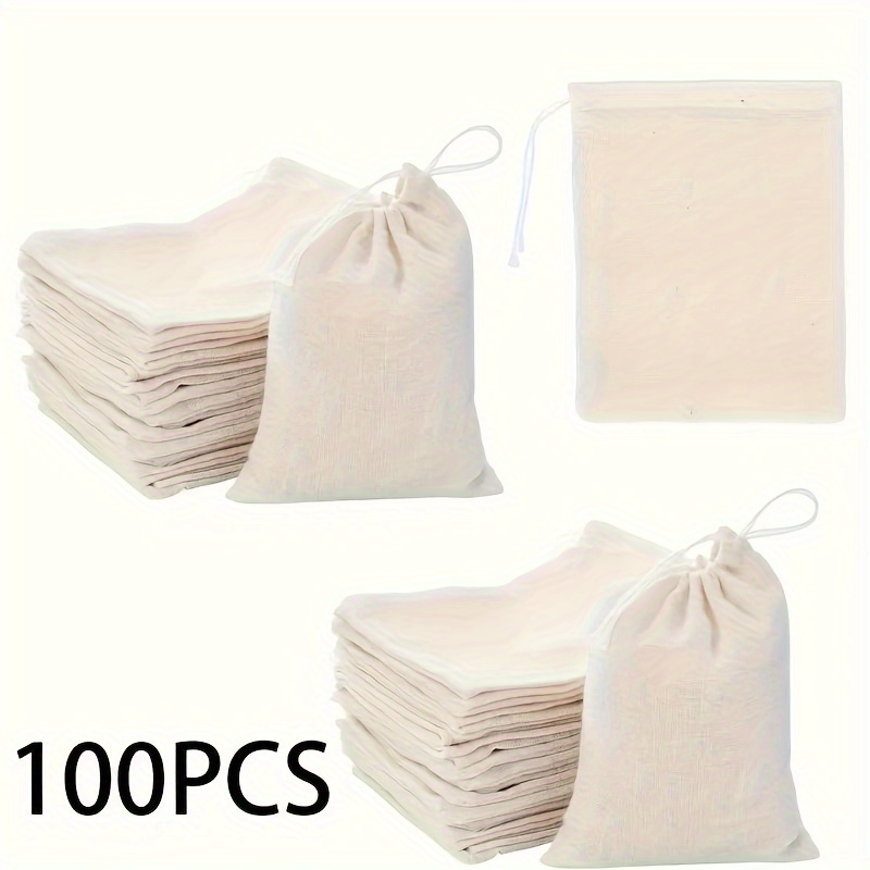  Bolsas pequeñas de muselina de algodón de 5 x 7 pulgadas con  etiquetas de regalo de papel kraft, bolsas pequeñas con cordón, pequeñas  bolsas de tela, pequeñas bolsas de lona, bolsas