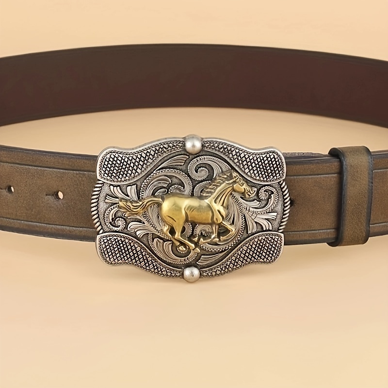 stylish khaki belt women ornate horse casual embossed Temu