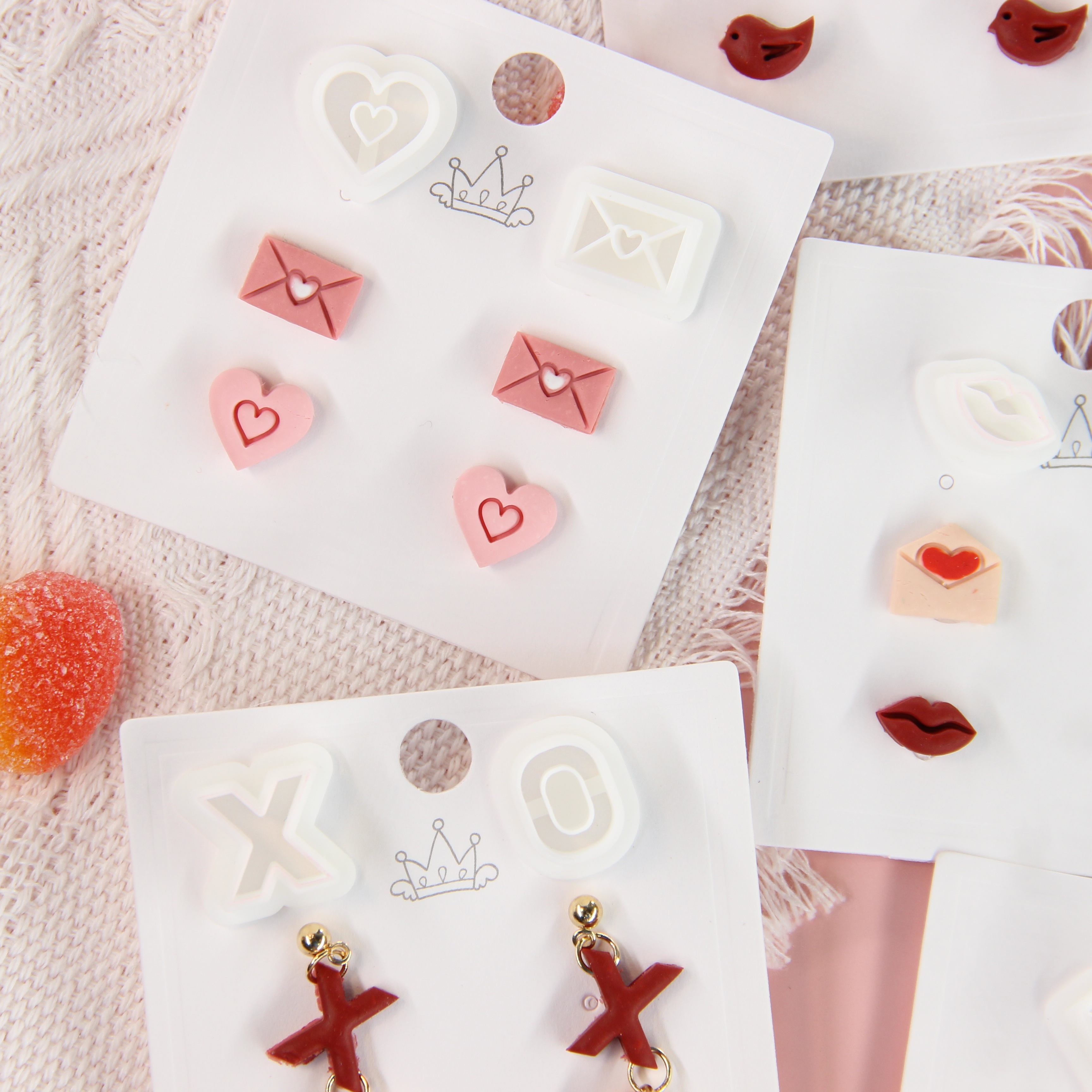 12pcs Polymer Clay Cutters Valentines Day, Valentines Polymer Clay Cutters  For Earrings Making, 12 Shapes Valentines