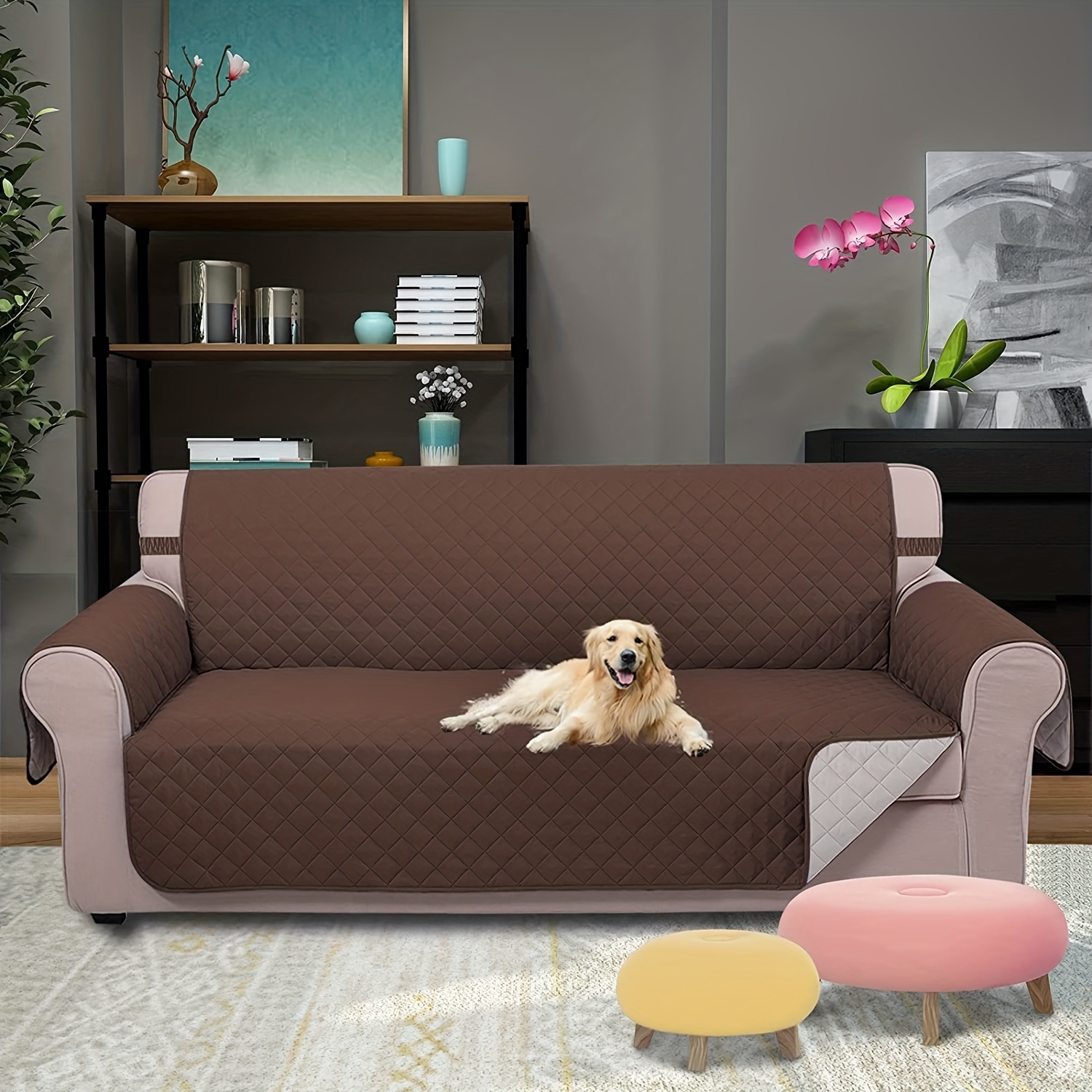  Cubierta seccional del sofá para la oficina en casa u en forma  de poliéster transpirable Super suave muebles protector sofá cubre sofá :  Hogar y Cocina