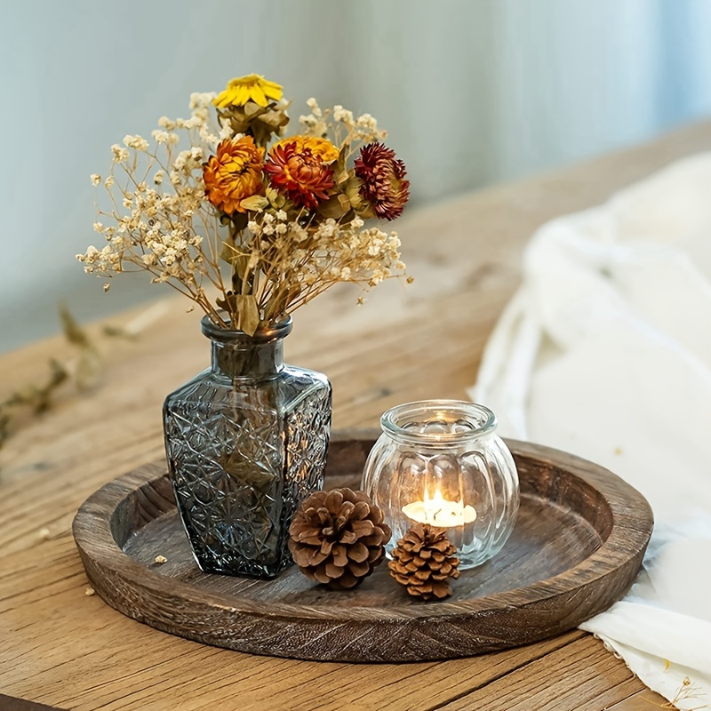 Farmhouse Wooden Candle Holders Pillar Candles Rustic Candle - Temu