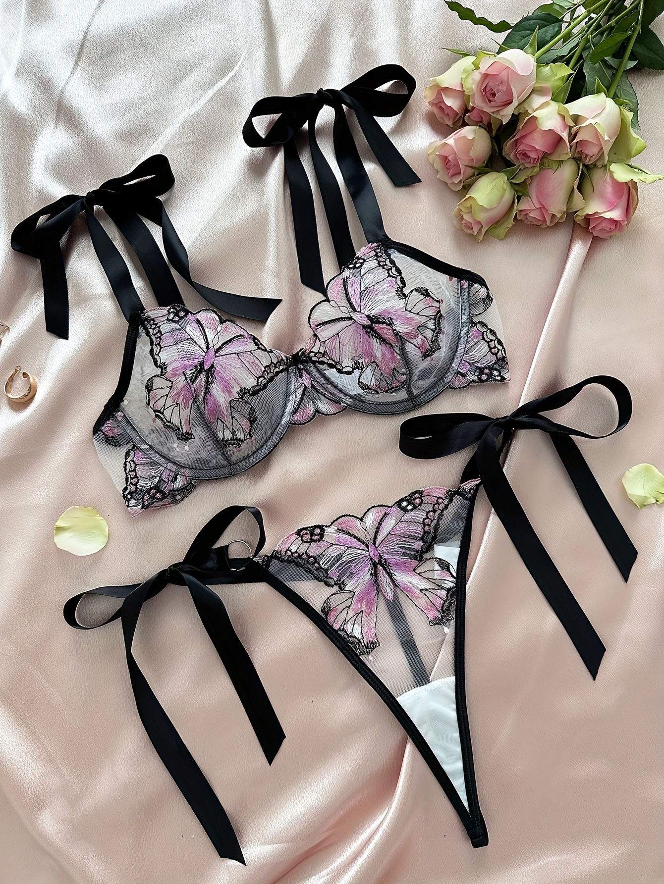 Plus Size Cute Panties Set Women's Plus Butterfly Heart - Temu