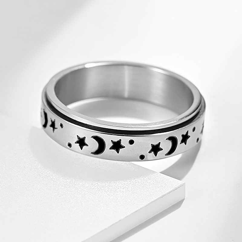 Moon Star Stainless Steel Rotating Ring