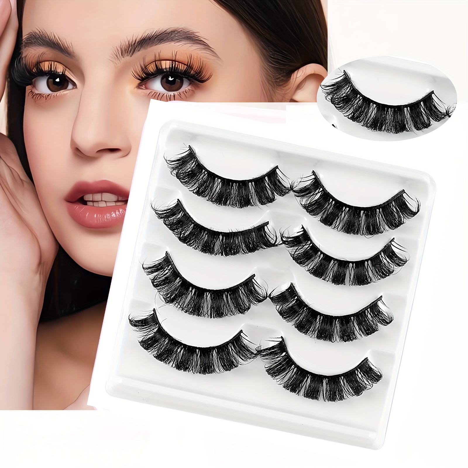 Dramatic Eyelashes 10 Pairs 5 Styles Fluffy Mink Lashes Thick Long 6D  Volume False Eye Lashes Bulk 22mm Wispy Strip Fake Eyelashes Pack