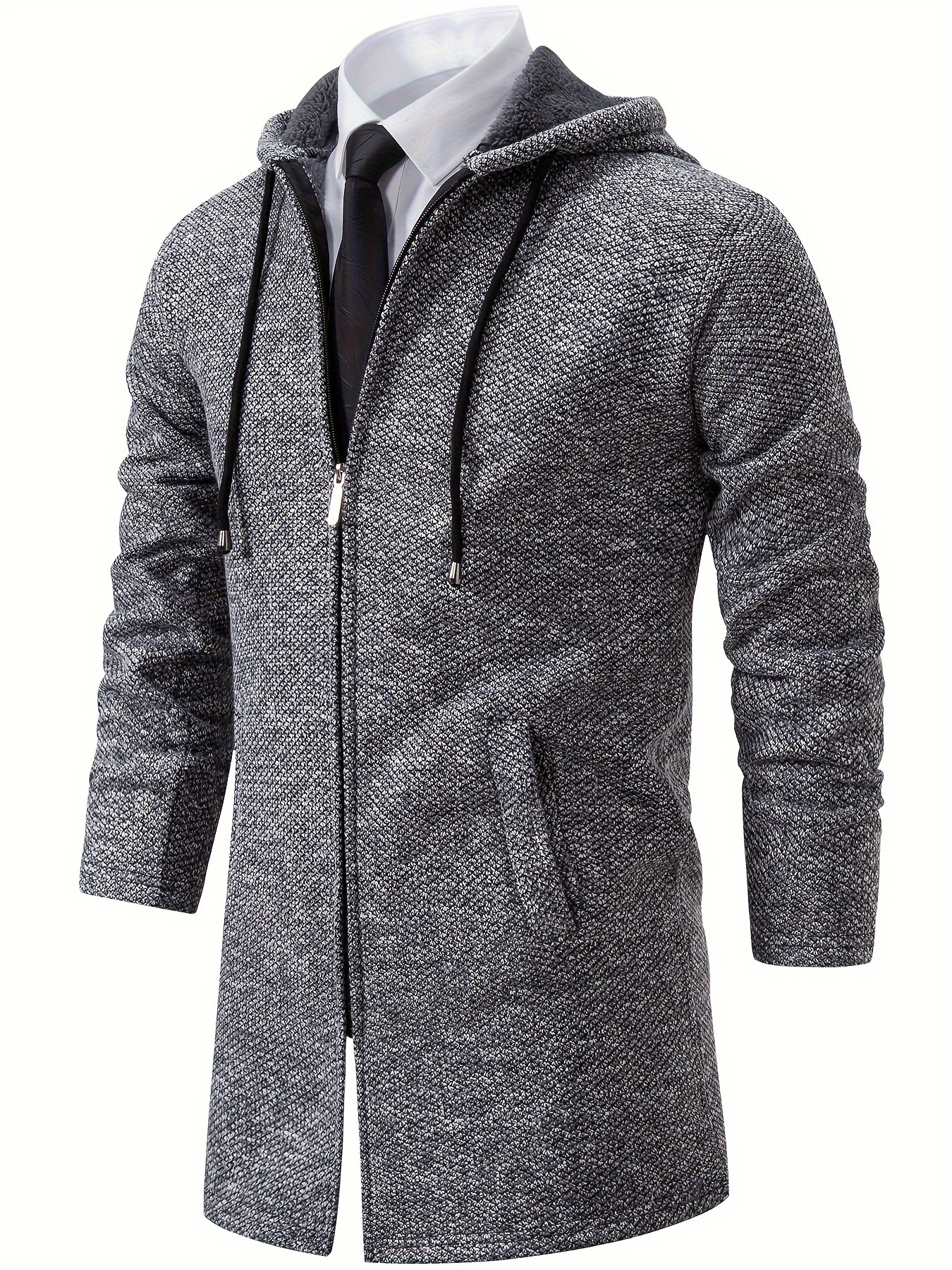 Men's Casual length Hooded Knitted Cadigan Jacket Chic - Temu