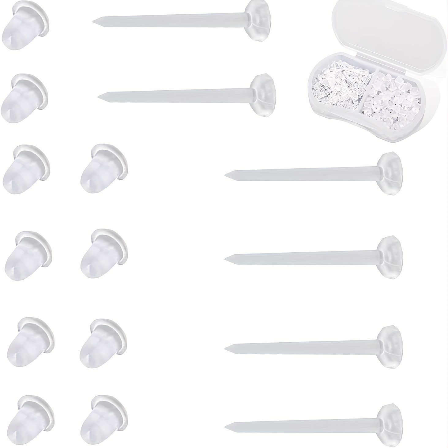 100/200set Hypoallergenic Plastic Earrings Clear Ear Base Pins Needle  Silicone Rubber Earring Blank DIY Ear Piercing Accessories