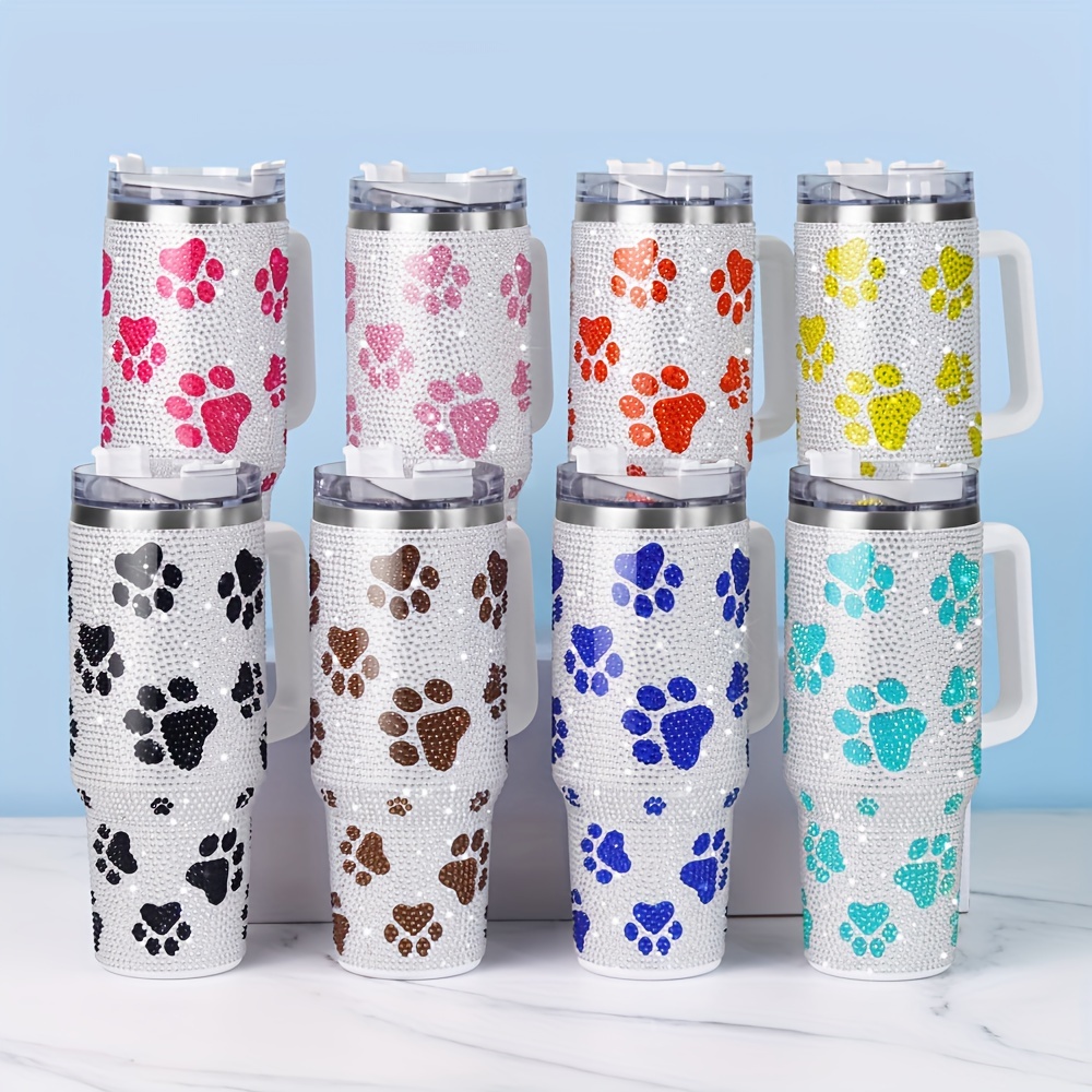 Bling Shinning Double Wall Studded Tumbler With Handle, Leak-proof Lid  Insulated Coffee Mug Stainless Steel Travel Mug, Portable Large Capacity  Thermal Bottles, Climbing Traveling Hiking Tumbler - Temu