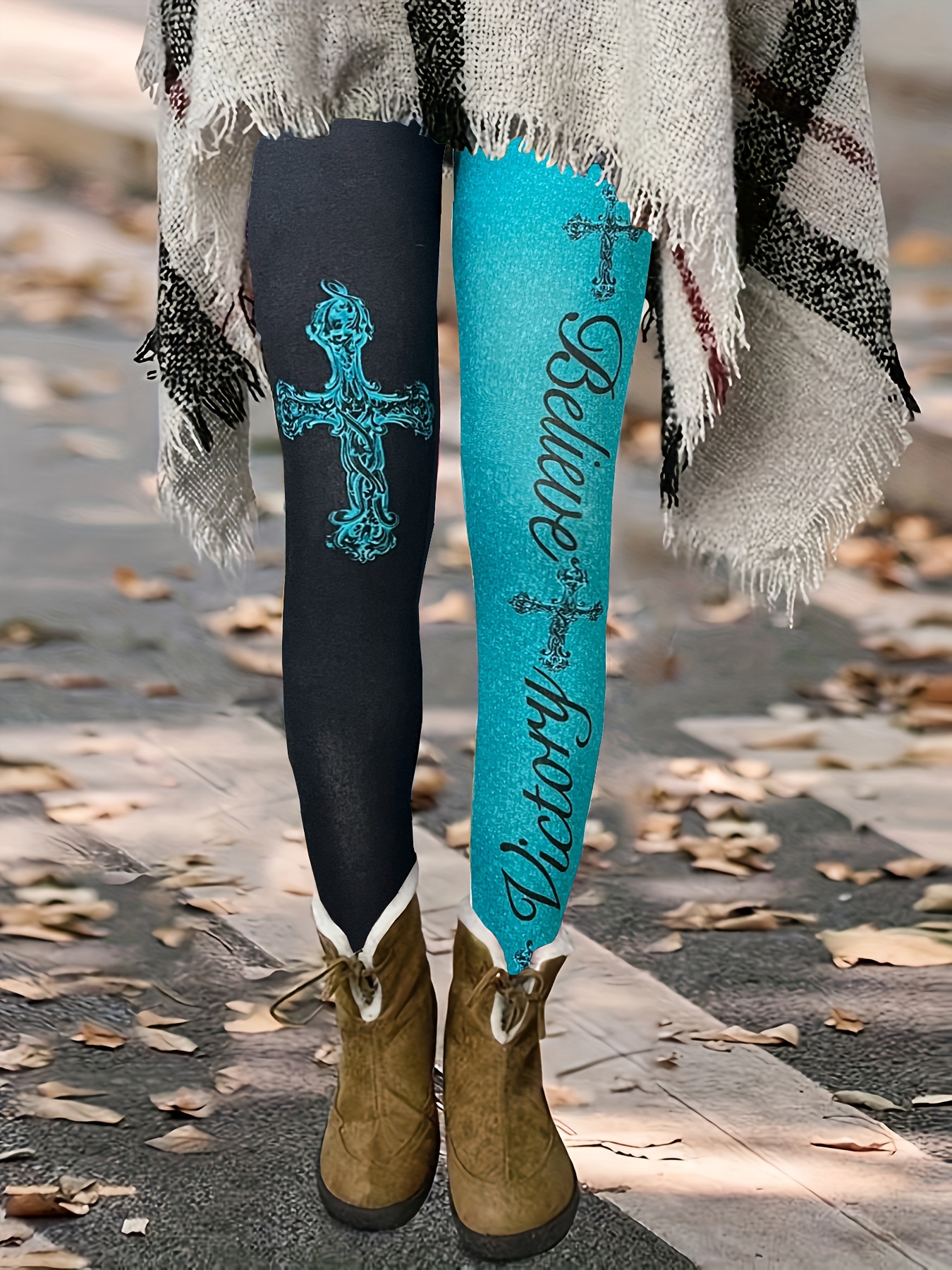 Neon Print Skinny Leggings Casual Elastic Waist Stretchy - Temu