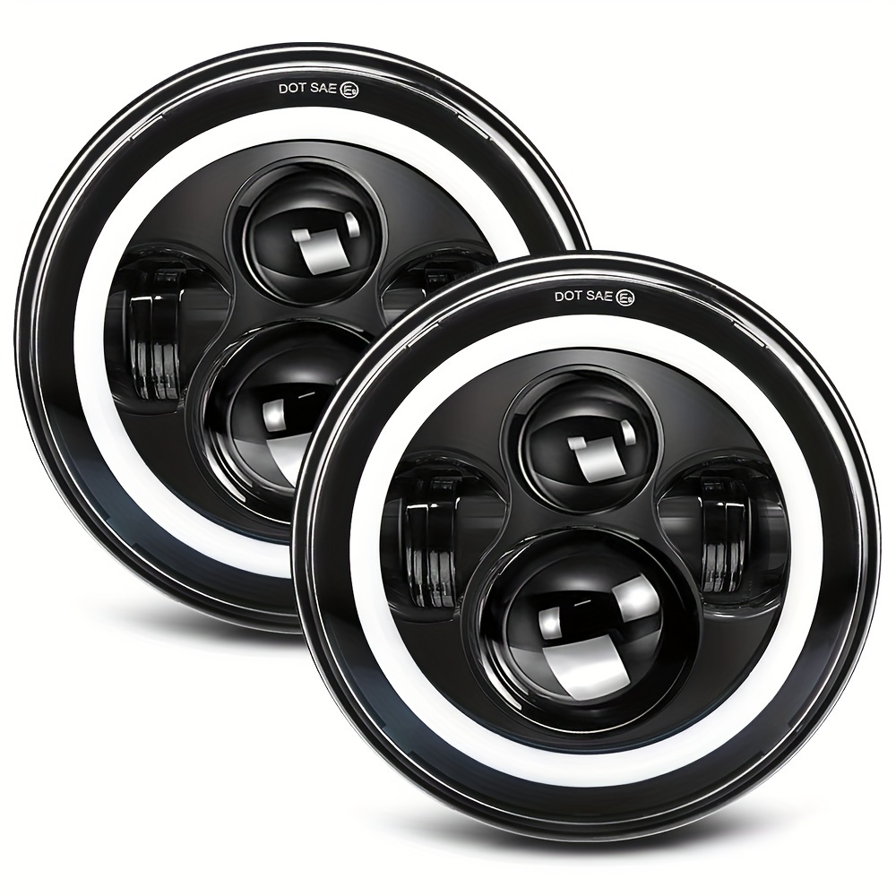 TEMU 2pcs 7 Inch Round Led Headlight With Clourful Drl And Amber/blue/green/red/pink Turn Signal, High/low Beam Approved For For Wrangler Jk Tj Cj