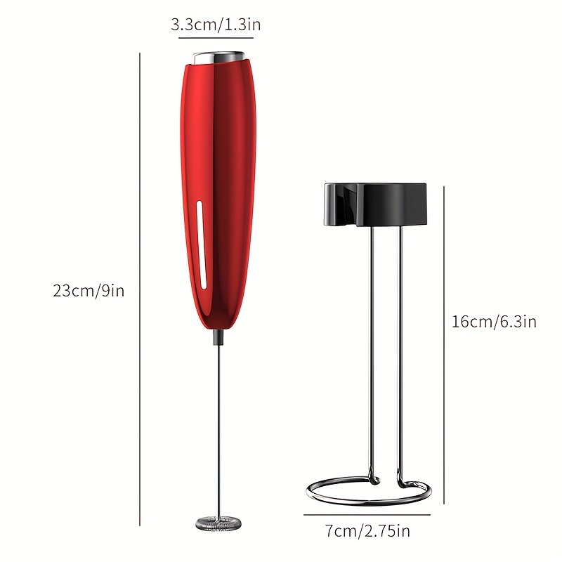 Handheld Milk Frother, Battery Operated Electric Foam Maker and Mixer for  Drinks (Red)