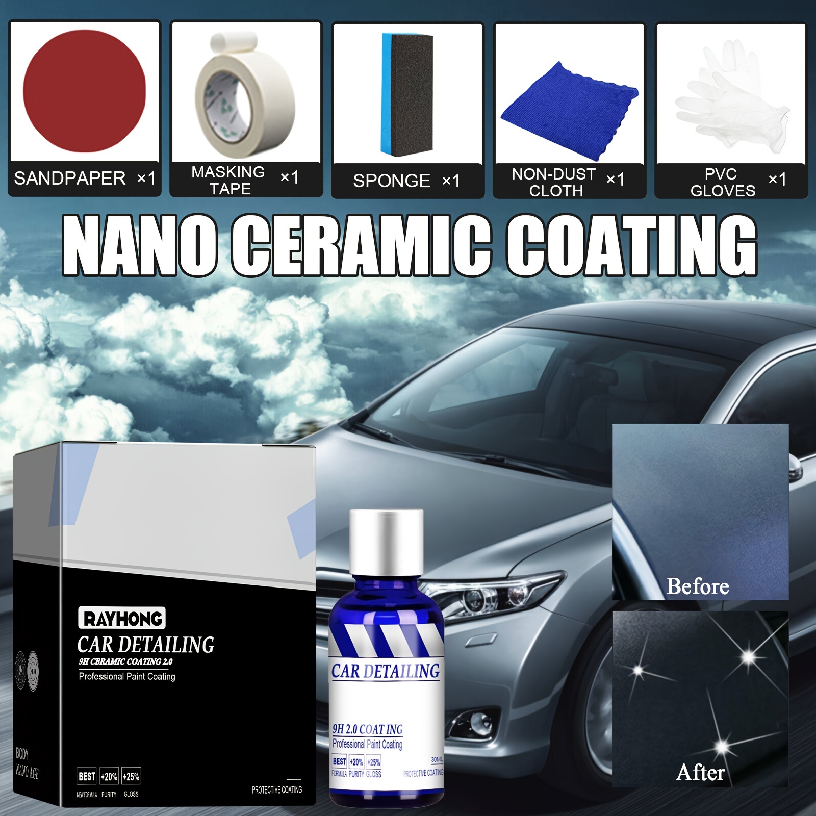 Nano Car Ceramic Coating Water Stains Tar Asphalt Remover Vehicle